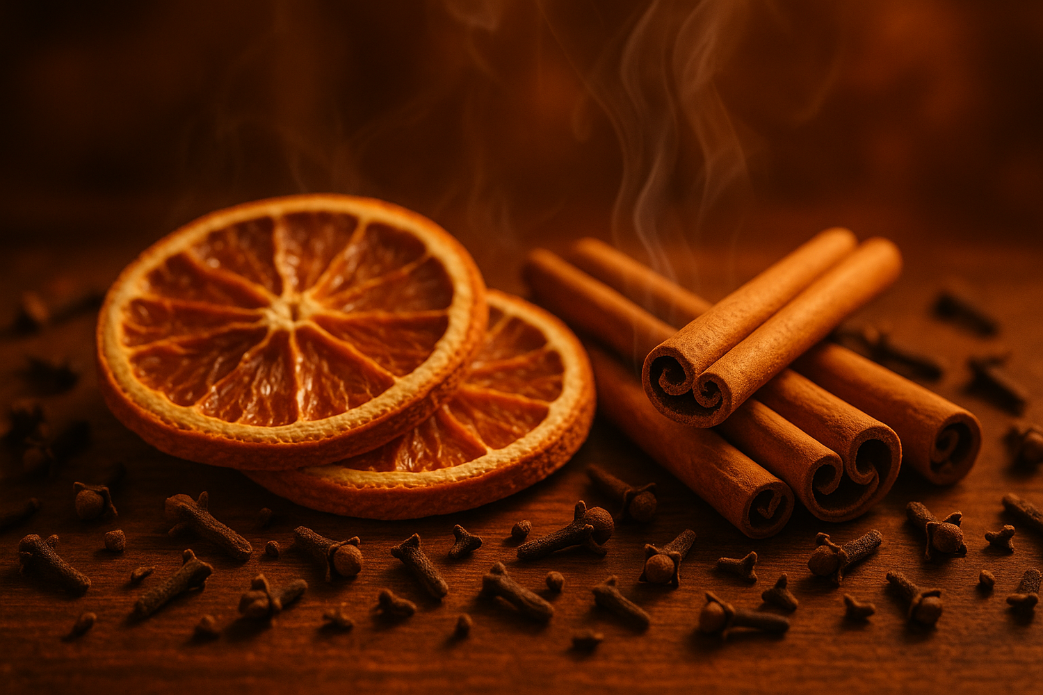 orange spice, cinnamon and clove scent