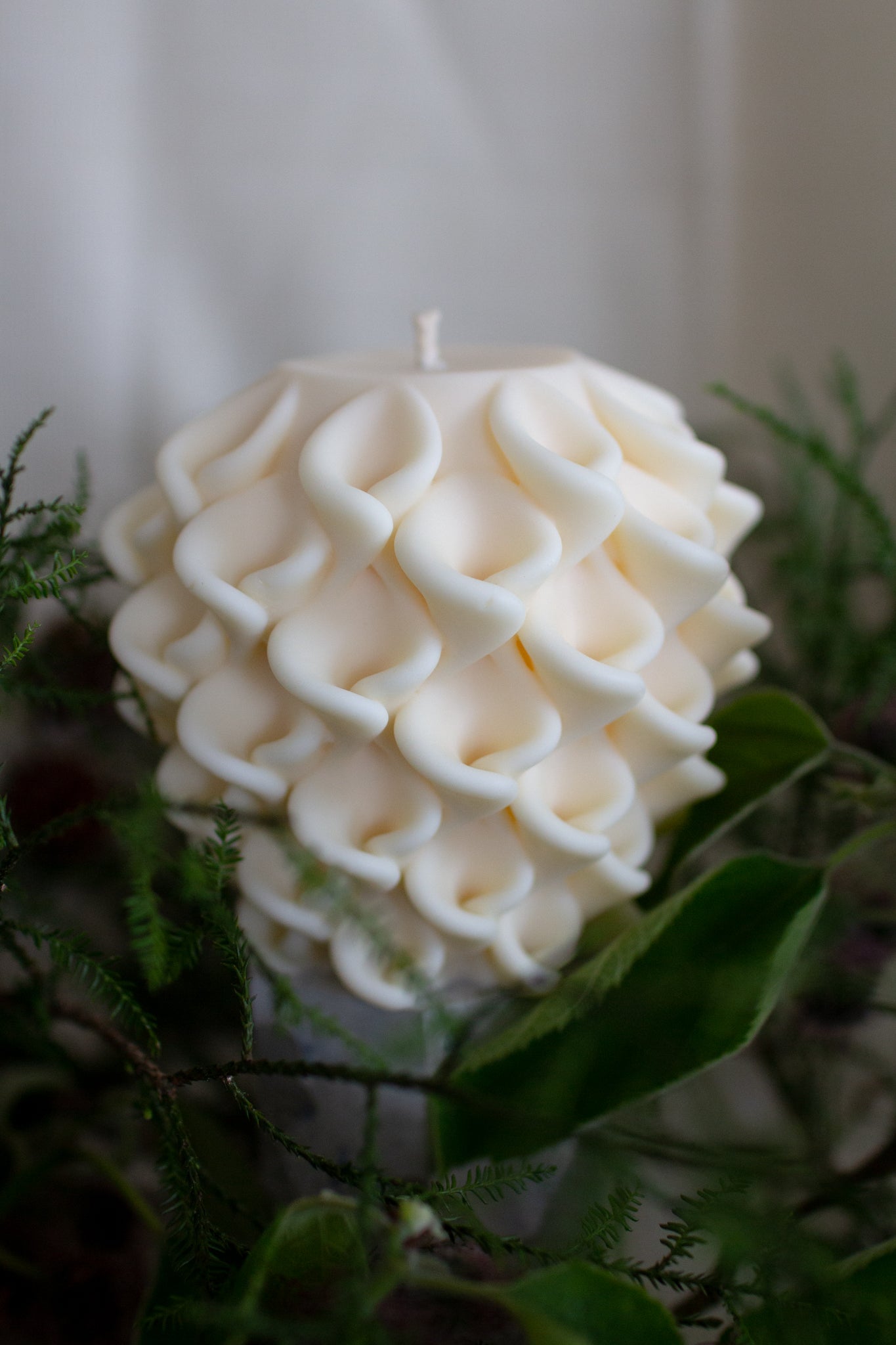 Creamy White Scoop Droplet shaped sculpture candle