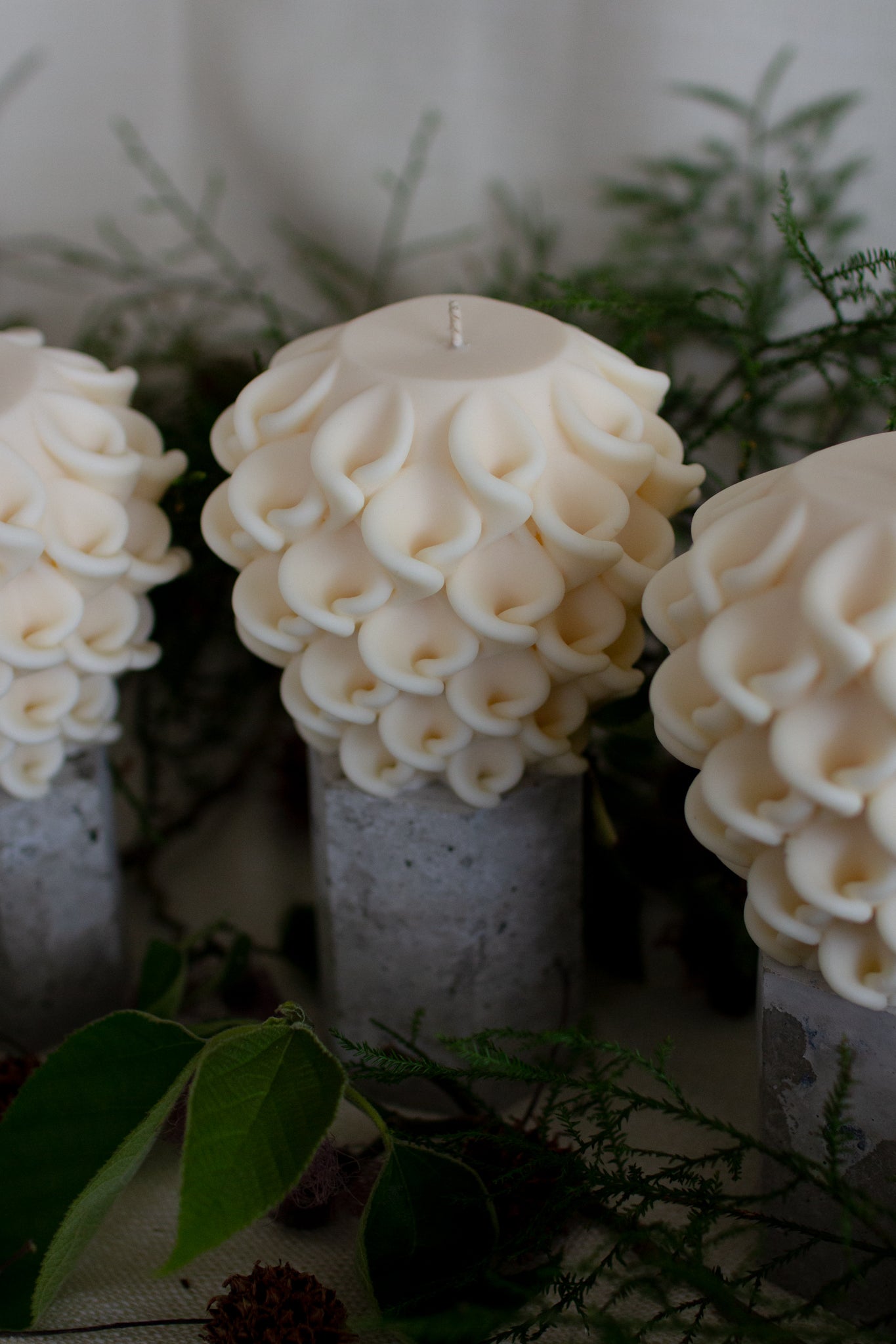 Creamy White Scoop Droplet shaped sculpture candle
