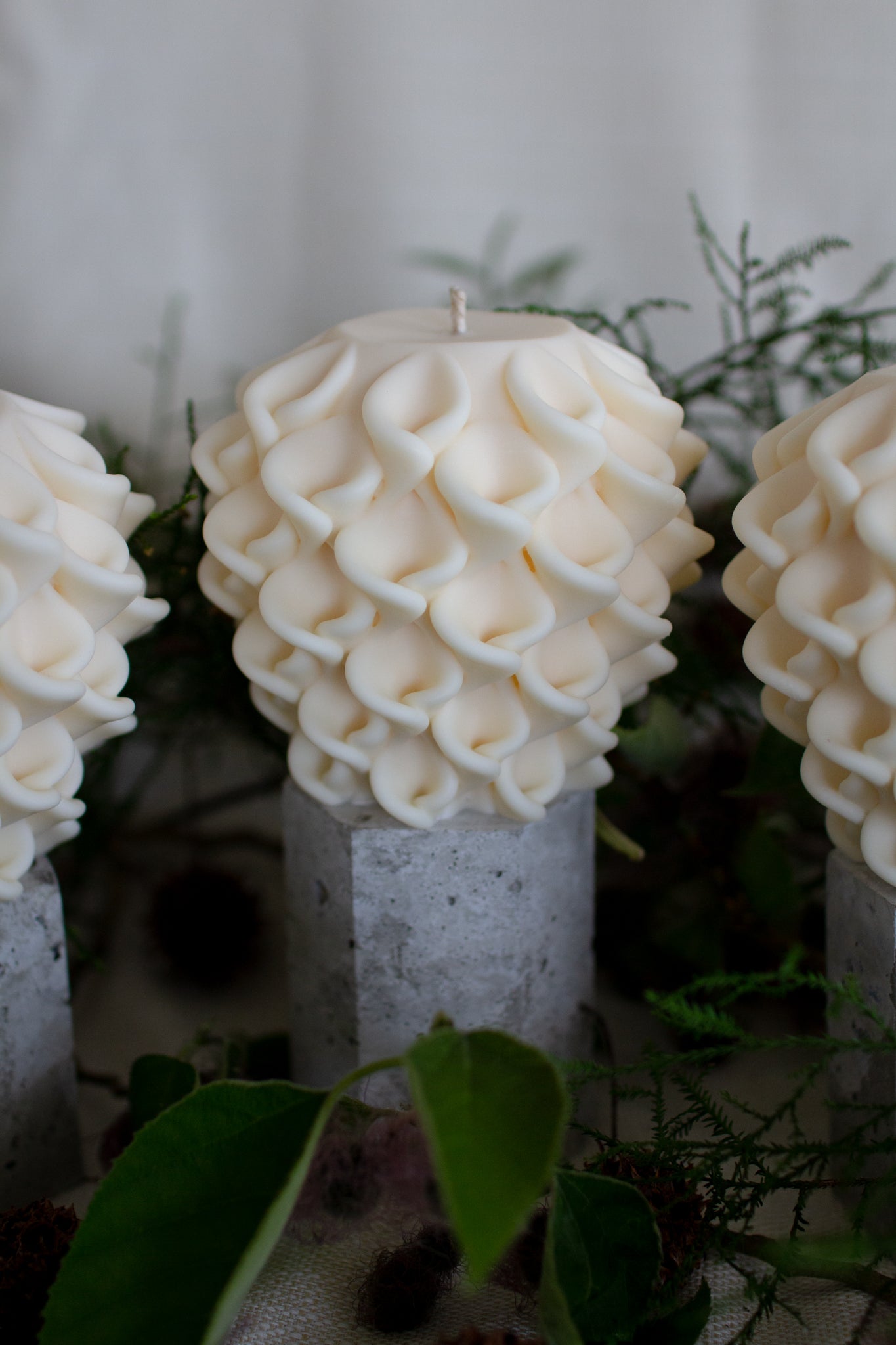 Creamy White Scoop Droplet shaped sculpture candle