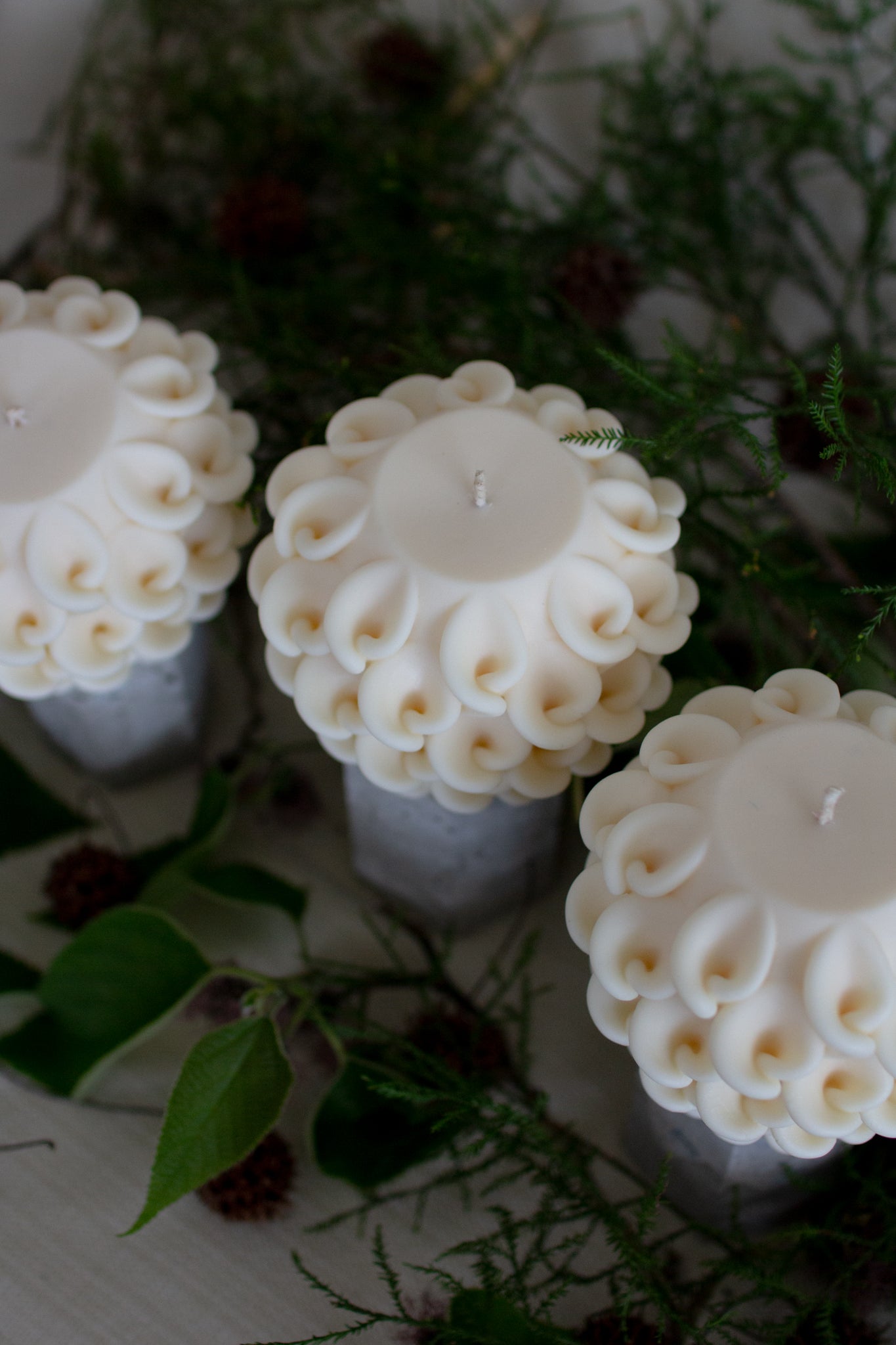 Creamy White Scoop Droplet shaped sculpture candle