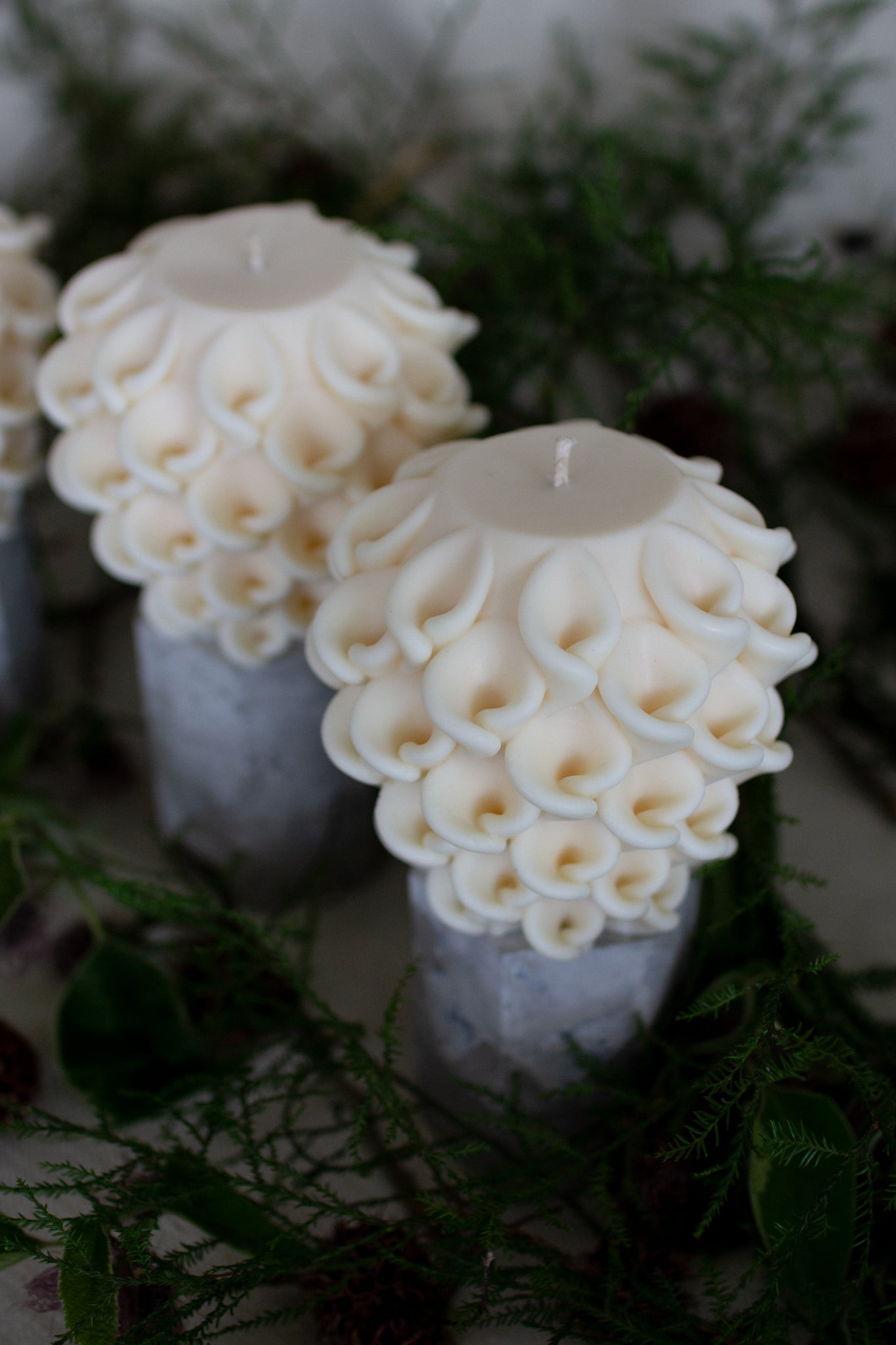 Creamy White Scoop Droplet shaped sculpture candle