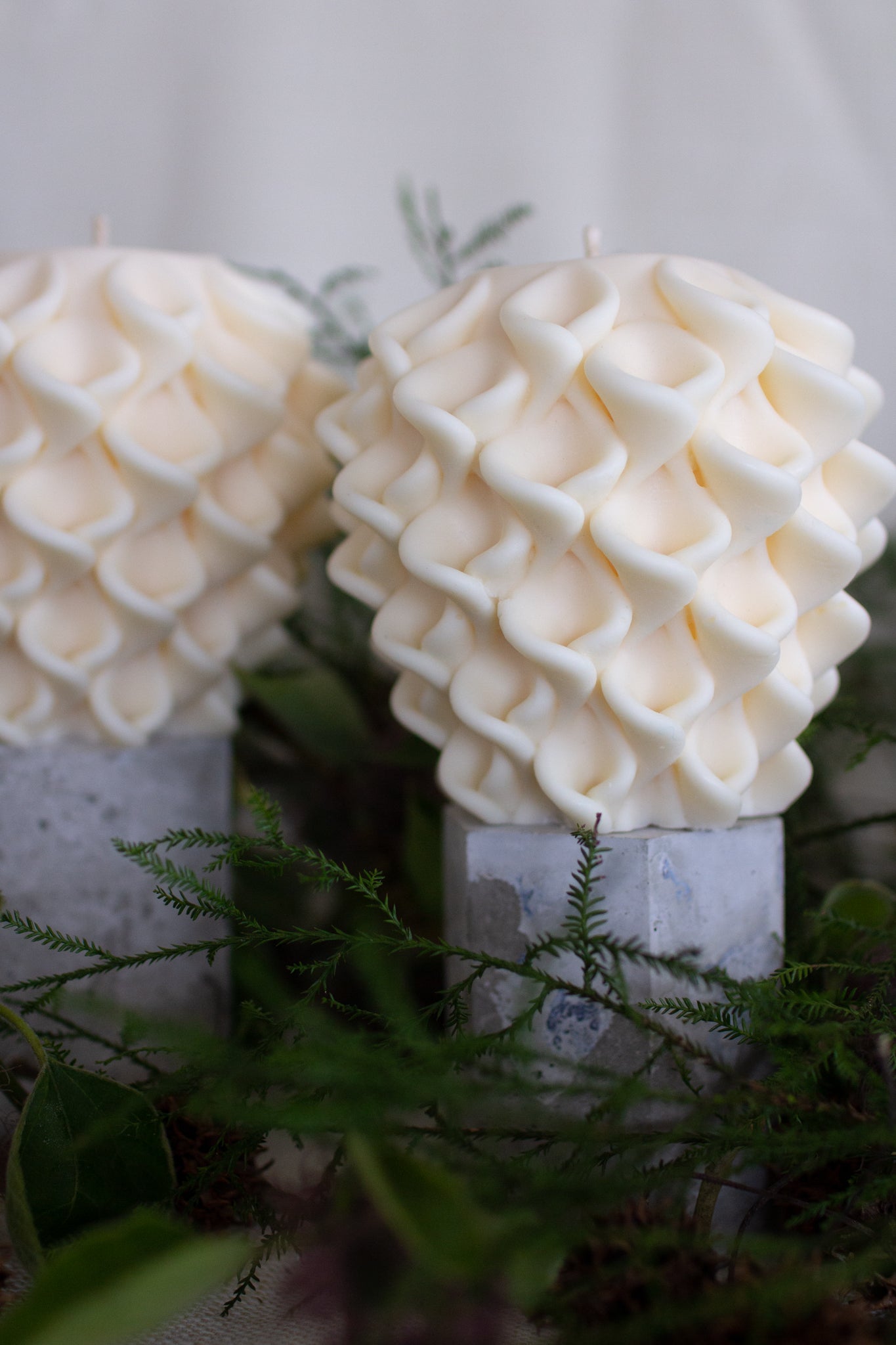 Creamy White Scoop Droplet shaped sculpture candle