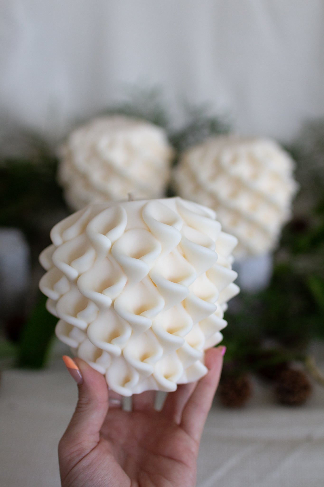 Creamy White Scoop Droplet shaped sculpture candle