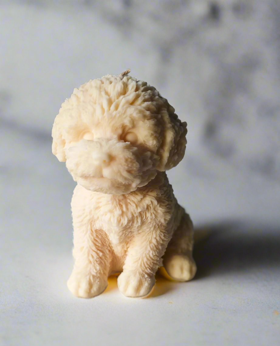Dog shaped sculpture candle