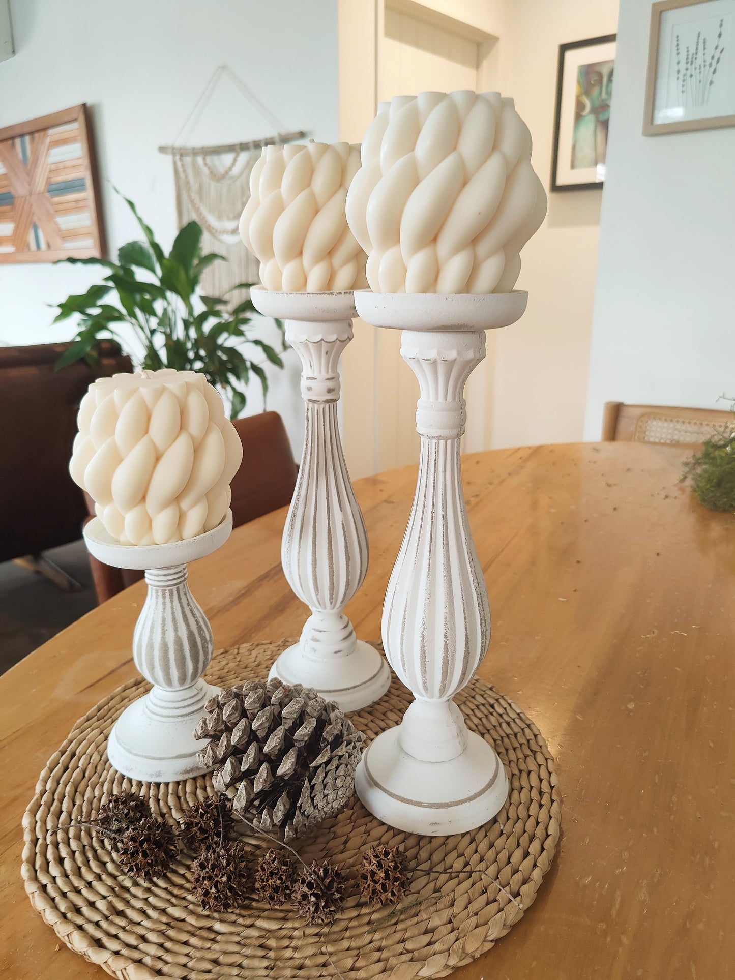 White Washed Candle Holders