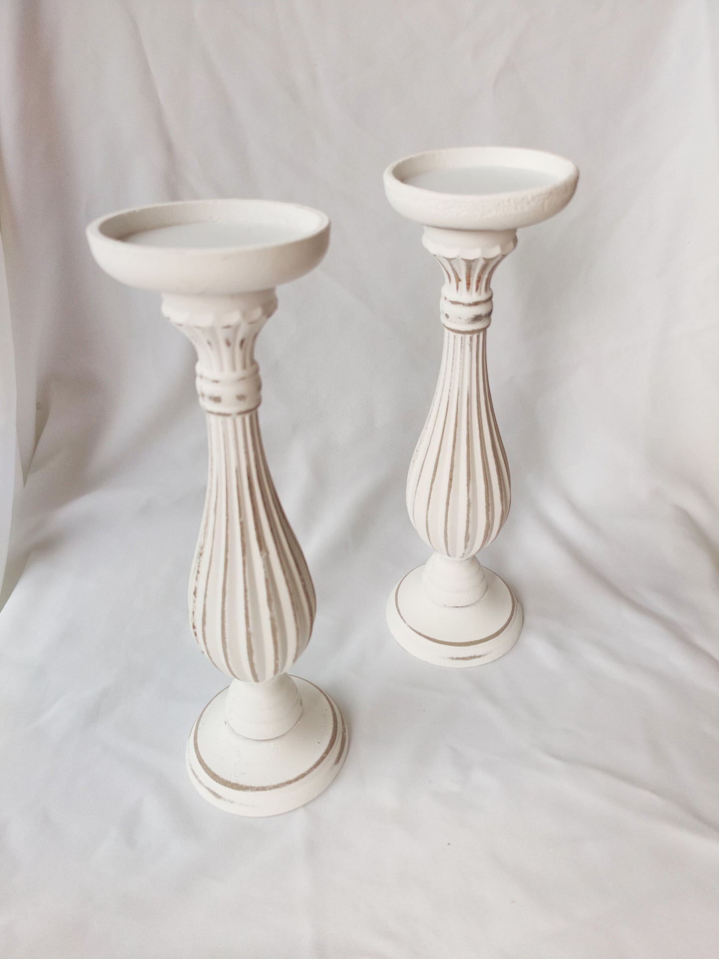 White Washed Candle Holders