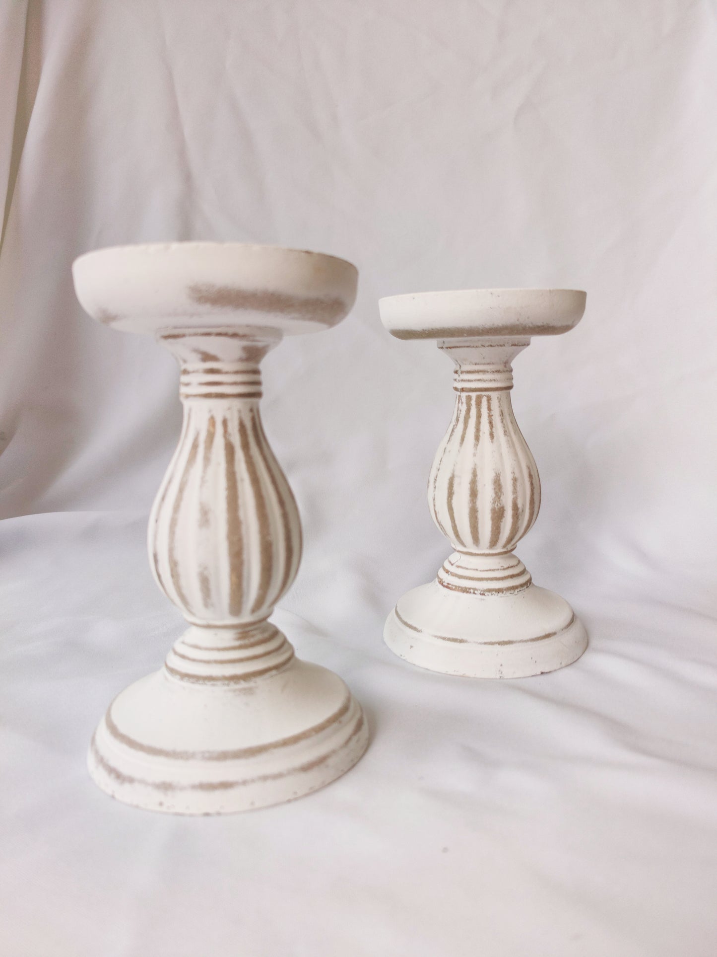 White Washed Candle Holders