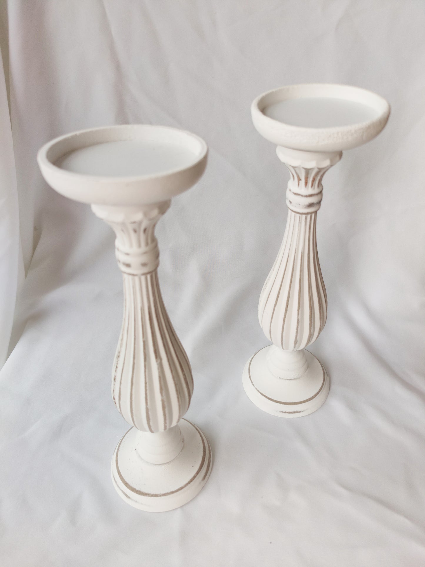 White Washed Candle Holders