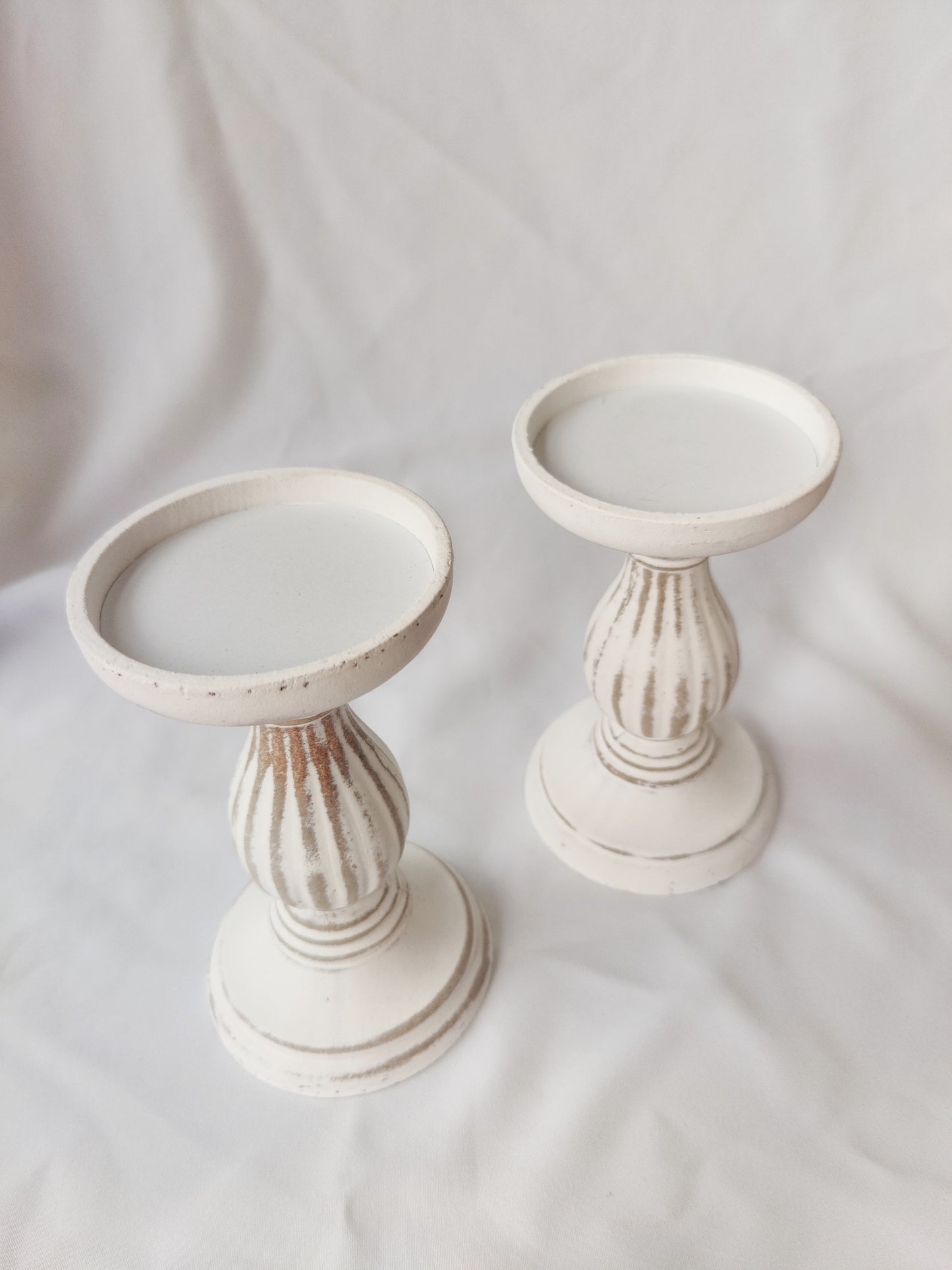 White Washed Candle Holders